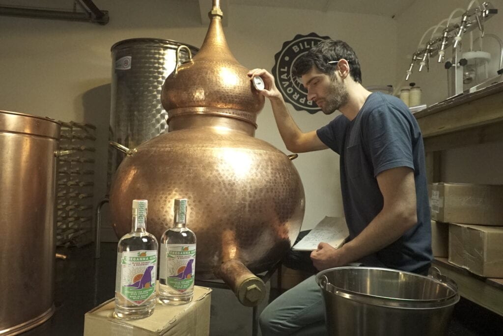 Craft Welsh gin in the process of being made.